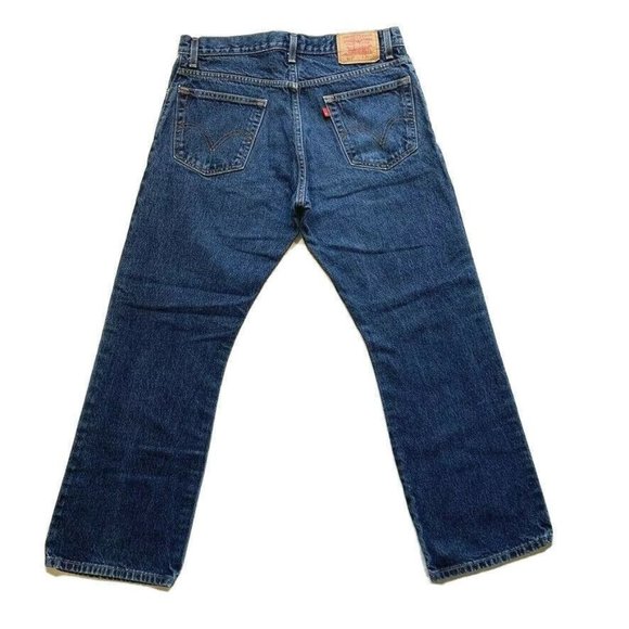 Levi's 517 Boot Cut Jeans Mens 36x30 Dark Blue Denim Red Tab - Picture 2 of 12
